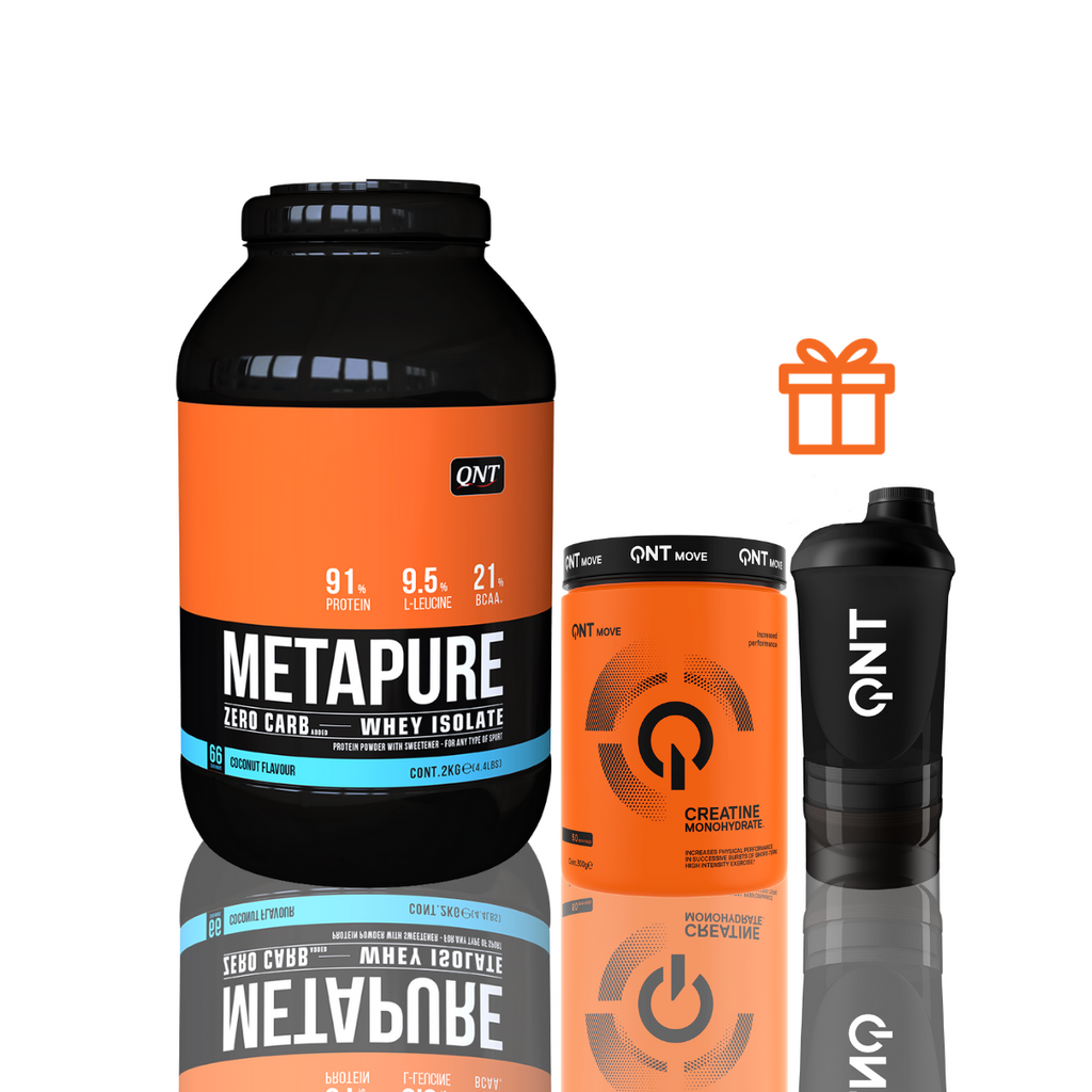 Pack Proteína Isolada QNT Metapure 4.4Lbs + Creatina Monohidratada QNT 300 Grs + Shaker Gratis