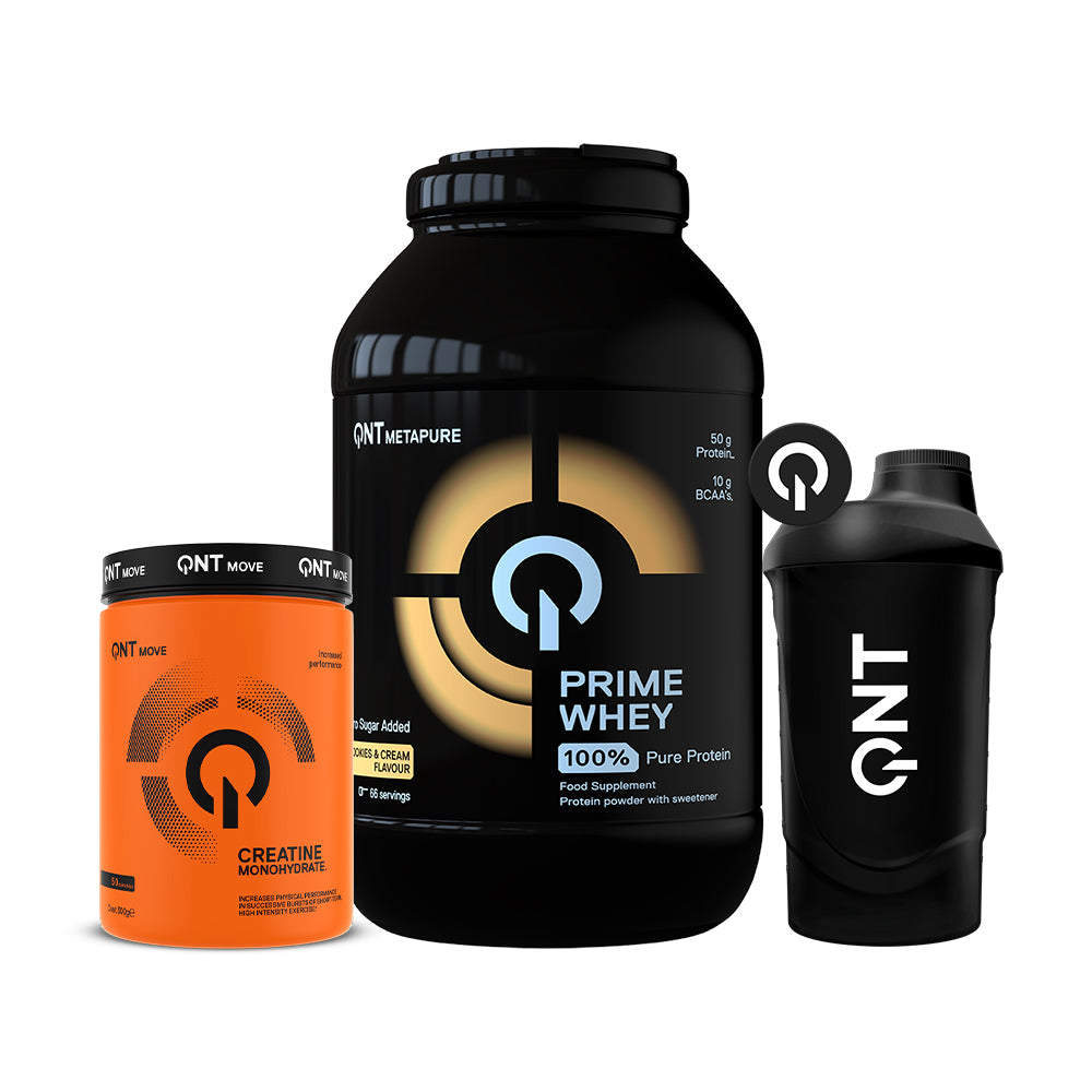 Proteína Prime Whey QNT 4.4Lbs + Creatina Monohydrate Pure 300 Grs + Shaker Gratis