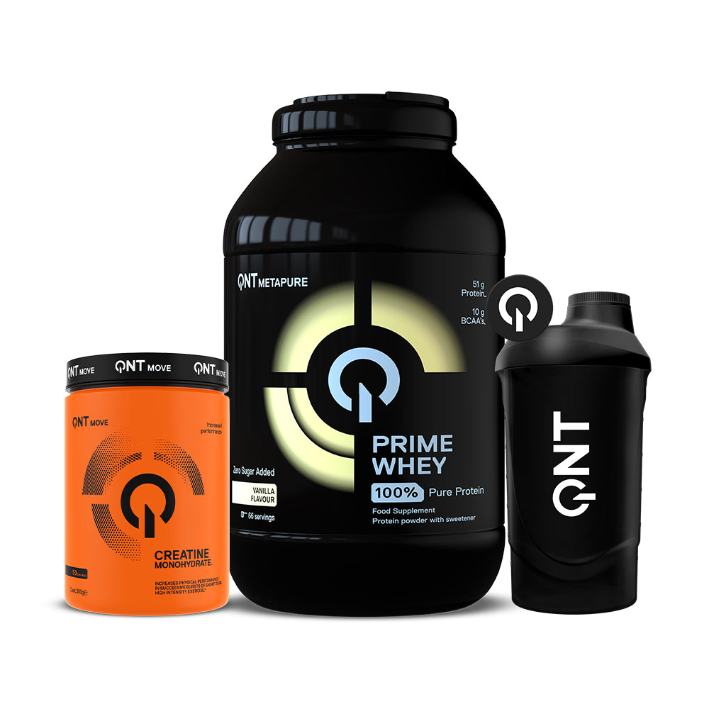 Proteína Prime Whey QNT 4.4Lbs + Creatina Monohydrate Pure 300 Grs + Shaker Gratis